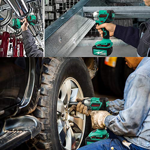 Enegitech 18V Lithium-ion Impact Wrench Combo Kit, ½" Drive, Brushless Motor, 3097 in.lbs Torque 4 Speed Cordless Power Tool with 2 x 3.0Ah Battery and 1 x 30 min Fast Charger ET01C