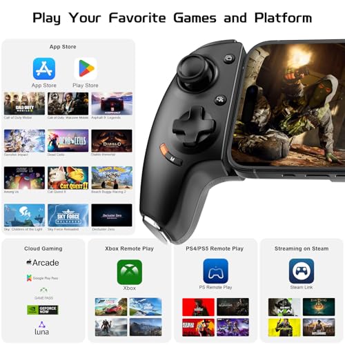 Joso Controlador de Teléfono para iPhone 15/16 y Android (USB-C), Mando de Juego Remoto para Consola PS5/PS4/Xbox, Joysticks Efecto Hall, 2 Botones asignables, Jack Audio 3,5 mm - imagen 3