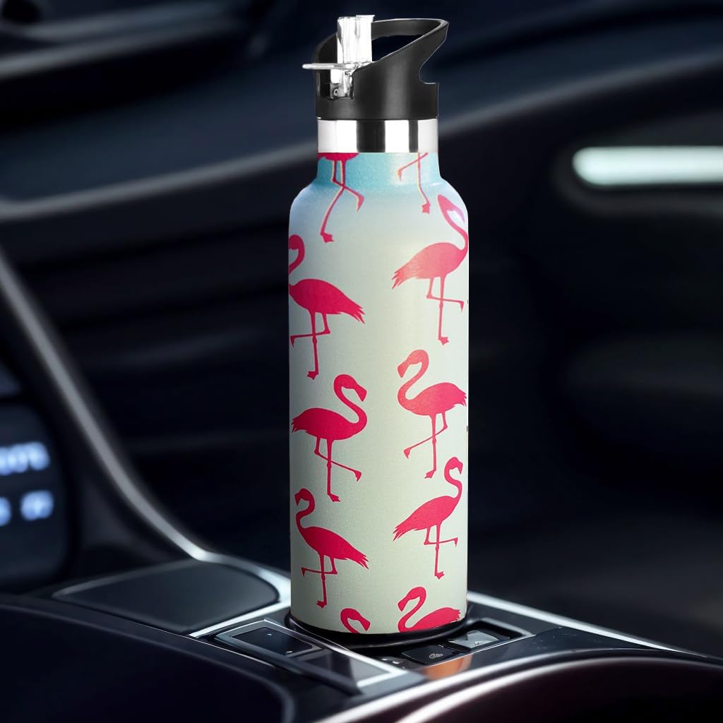 Kids Water Bottle with Straw,Flamingo Bottle Vacuum Insulated Stainless Steel Travel Mugs Tumbler For Sport School Outdoor 20 oz - Image 3