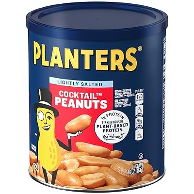 PLANTERS Dry Roasted Peanuts, Plant-Based Protein, Lightly Salted, Peanut Snack, 16 Oz Jar
