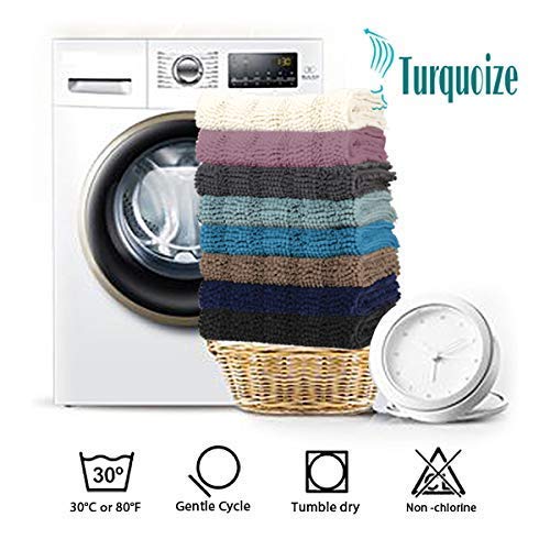 Chenille Bath Rug Bundle Order Bath Runner 59" X 20" And Bath Toilet Rug Set 32" X 20"/20" X 20" Turquoise Blue #TOP7