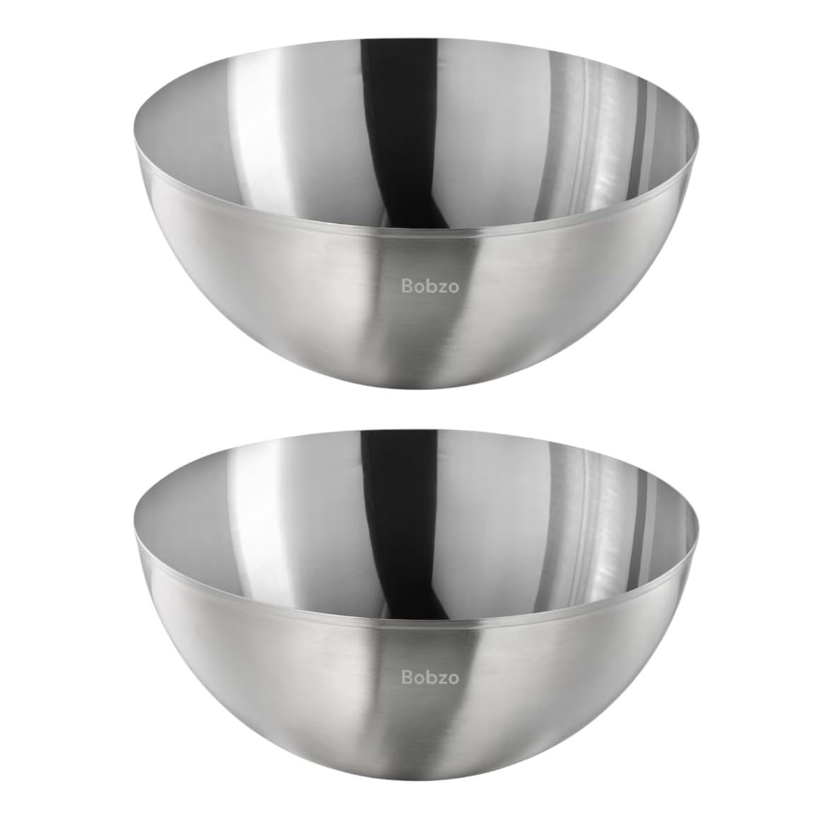 Bobzo 2-Pack Stainless Steel Serving Bowls 20 cm | Durable, Stackable & Easy-to-Clean | Perfect for Mixing, Serving, Meal Prep & More | Space-Saving Design, Ideal for Kitchen & Dining Essentials