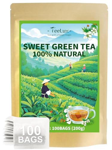 Image of TeeLux Sweet Green Tea Bags, 100ct Natural Sweet Tea Leaf Blend, Zero Sugar