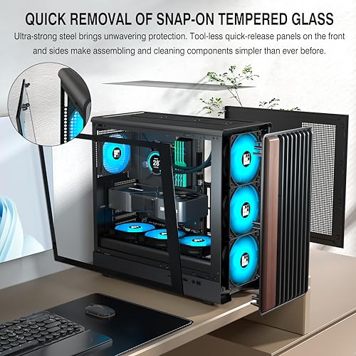 FOIFKIN M2 PC Case - Wood Walnut front,Pre-Installed 7 PWM ARGB