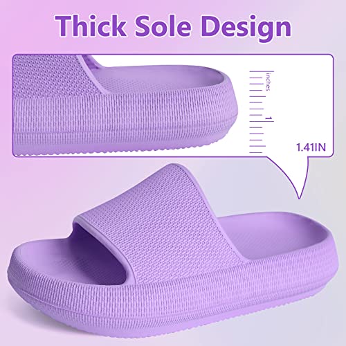 Koueci Kids Cloud Slides Girls Shower Slippers Slip On Slide Sandals Non-Slip Summer Beach Pool Shoes(Purple,3 Big Kids) #TOP5