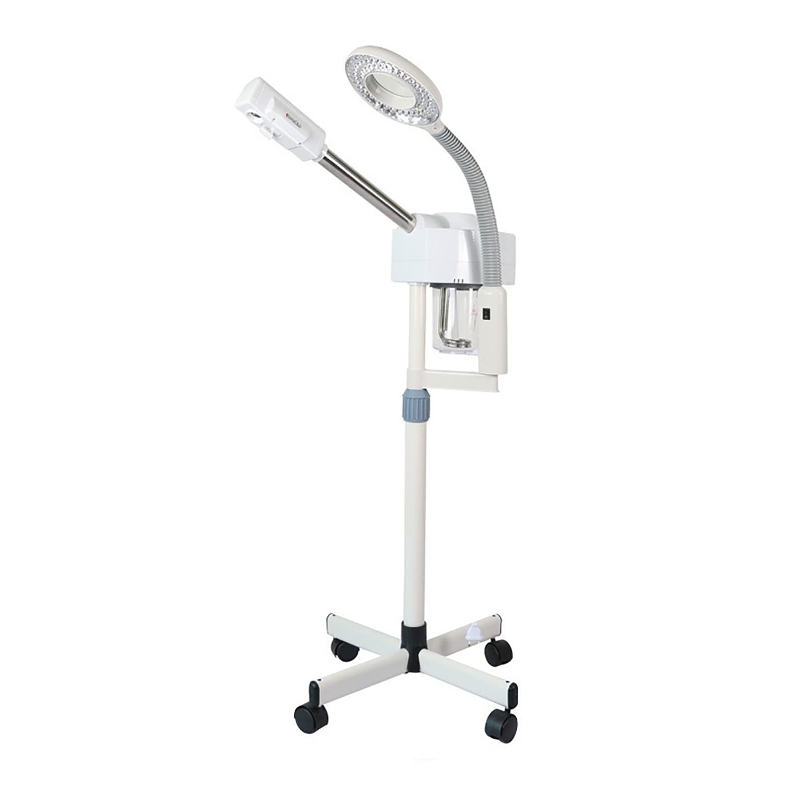 Vaporizzatore Facciale Professionale, Vaporizzatore per Umidificatore a Vapore Facciale 2 in 1 Lampada da Terra con Ingrandimento 5X LED, Attrezzatura per La Cura della Pelle di Bellezza