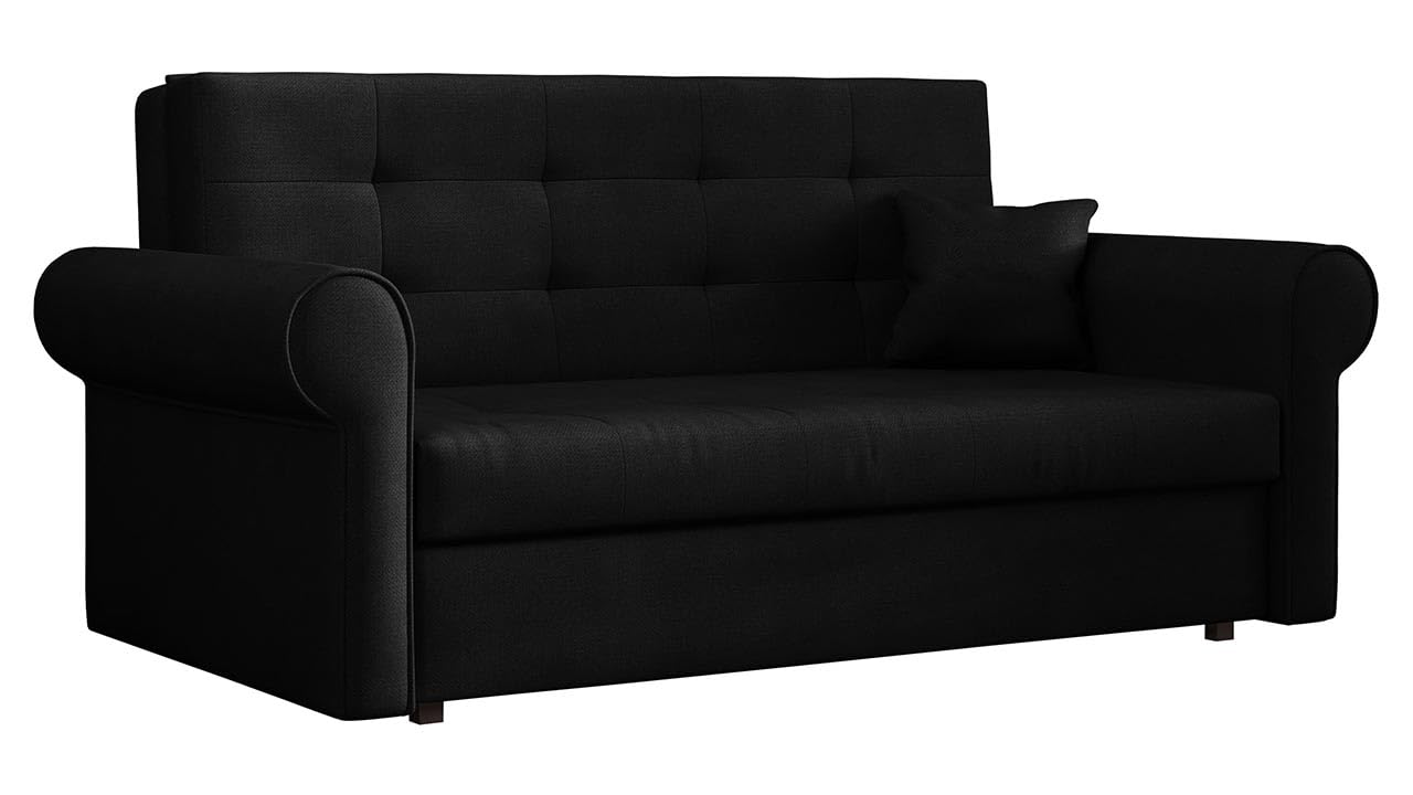 Mirjan24 Schlafsofa Viva Silver III mit Bettkasten, Bettsofa mit abgerundete Armlehnen, 3 Sitzer Polstersofa mit Schlaffunktion, Sofagarnitur inkl. Kissen, Sofa, Wohnlandschaft (Kronos 07)