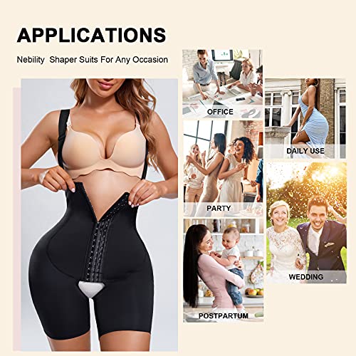 Nebility Women Waist Trainer Shapewear Tummy Control Bodysuit Open Bust Corset High Waist Thigh Slimmer Body Shaper(L, Black) #TOP6