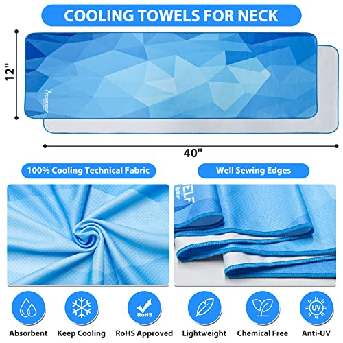 Syourself Cooling Towel, Cooling Towels For Neck,40" X 12"Ice Towel For Instant Cooling Relief, Soft Breathable Chilly Towel, Perfect Yoga, Golf, Sports(Gblue) #TOP2