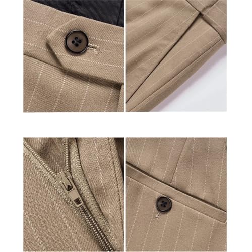 Mens Stripe Double Breasted Suit Two Piece Jacket and Pants Wedding Business Formal Outfit4