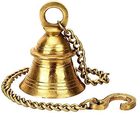 Skywalk Brass Hanging Puja Bells with Chain for Home, Temple and Decoration, Set of 2