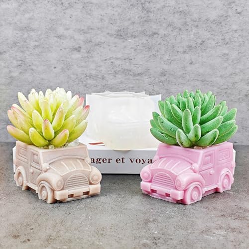 Creative Bus Car Flower Pot Silicone Mold Concrete Succulent Planter Cactus Vase Mold Candle Pen Holder Plaster Cement Clay Resin Mould