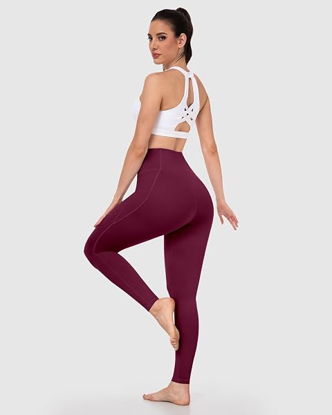 Leggings con bolsillos para mujer, control de abdomen, cintura alta, suaves, para entrenamiento, atletismo, correr, yoga, gimnasio - 5