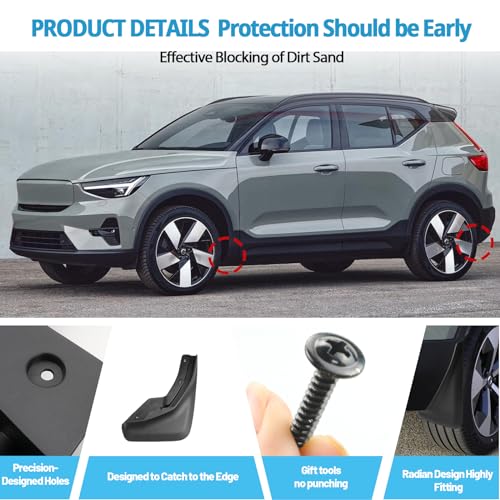 Image of Mud Flaps Splash Guards Compatible with 2019-2026 Volvo XC40, No Drill Custom Fit Front Rear Wheel Fender Mudguards, All Weather Anti-Scratch Volvo XC40 Exterior Accessories (Set of 4)