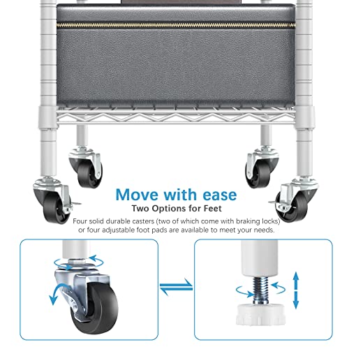 Vipek V11C Wire Garment Rack Rolling Clothes Rack 5 Tiers Heavy Duty Adjustable Portable Closet With Lockable Wheels Wardrobe White Metal Clothing Rack With Grey Oxford Fabric Cover, Max Load 452Lbs #TOP7