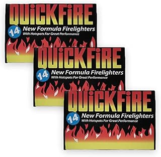 Quickfire Firelighters Bulk Pack Fire Lighters hotspot Burners BBQ Coal Wood Burners with KasaBona Safety Matches  14 Firelighters (14 Firelighters)