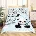 Feelyou Cute Panda Bedding Set Cartoon Panda Duvet Cover Set for Kids Boys Girls Animal Theme Comforter Cover Kawaii Animal Quilt Cover Blue 1 Duvet Cover with 2 Pillowcases Queen Size