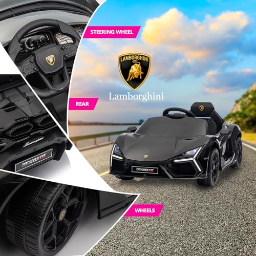 Winado 12V Ride on Car, Licensed Lamborghini Revuelto Electric Car for Toddlers W/Remote Control, Battery Car for Kids with Bluetooth, Hydraulic Doors, 3 Speeds, LED Lights, Music (Black) - Thumbnail 4