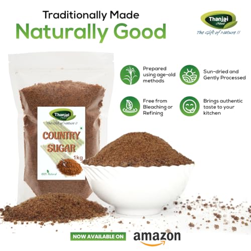Image of Thanjai Natural 1kg Sugarcane Jaggery Powder | Naatu Sakkarai | Prepared Country Sugar
