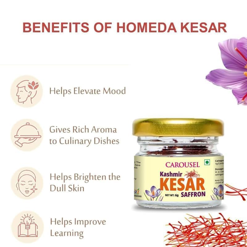 Image of Carousel 2 Gram Kashmiri Kesar Saffron Original - Pure Kashmiri Mongra Kesar | Organic Saffron For Cooking, Milk, & Pooja | Kashmiri Kesar Grade A+ (2 Gm)
