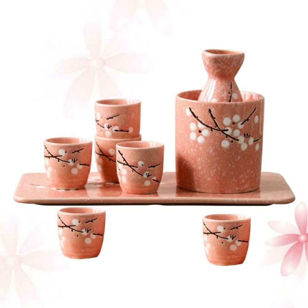 VOSAREA Service à Saké Japonerie en Céramique Rose, Style Chic pour Bar