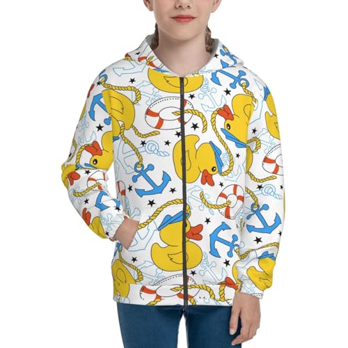 Ducks and Anchors Kids Pullover Hoodies Boys Zip Up Sweatshirts Girls Athletic Clothes with Pocket3