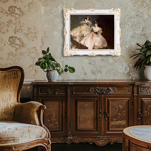 Image of Saysmile Vintage 11x14 Picture Frame White, Textured Antique Picture Frames with Embossed Flower Design, Ornate Frame for 11x14 Photo, Resin Antique Frames Tabletop & Wall Hanging, Home Decor