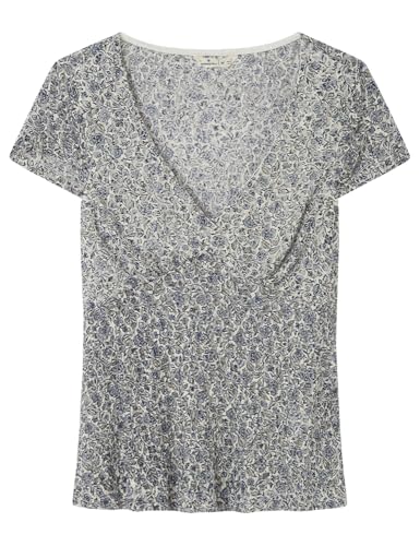T-shirt manches courtes femme fluide à froncements sous poitrine et col V
