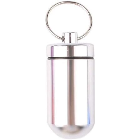Amazon Co Jp ノーブランド 銀 の ピルケース キーホルダー 生活防水 を 兼ねた ニトロ 薬入れ は 野外 でも 活躍 シルバー 色 が 目立つ キーチェーン Diy 工具 ガーデン
