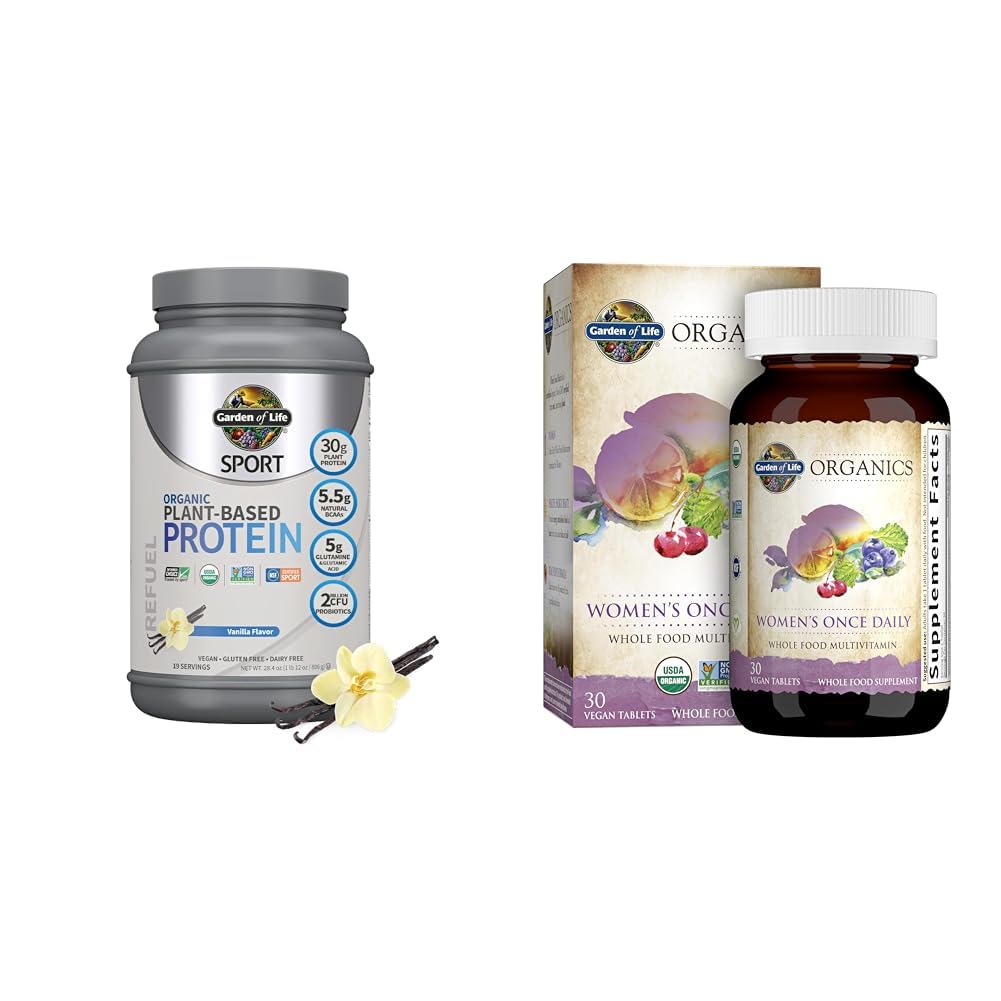 Amazon.com: Garden of Life Organic Vegan Sport Protein Powder & Once Daily  Women's Multi - Probiotics, BCAAs, Antioxidants, 30g Plant Protein,  Vitamins A C D3 K B6 B12, Non GMO : Health