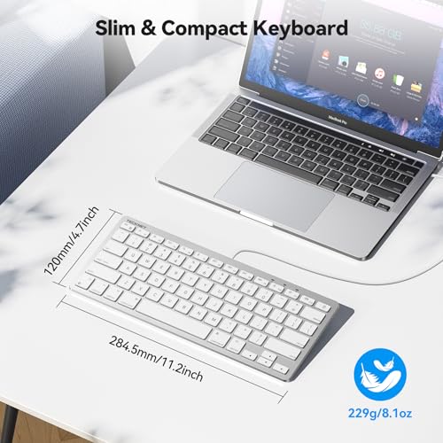 Image of TECKNET Wired Keyboard for MacOS Devices with Dual Interface, Slim Mac Keyboard, Comfortable Ergonomic Typing Angle & Stable Connection for PC /Laptop, Compatible with MacBook, iMac, Mac mini /Pro