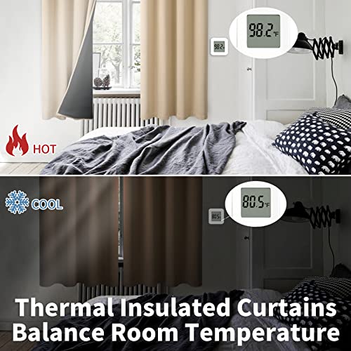 Bgment Thermal Insulated 100% Blackout Curtains For Bedroom With Black Liner, Double Layer Full Room Darkening Noise Reducing Grommet Curtain (42 X 63 Inch, Beige, 2 Panels) #TOP3