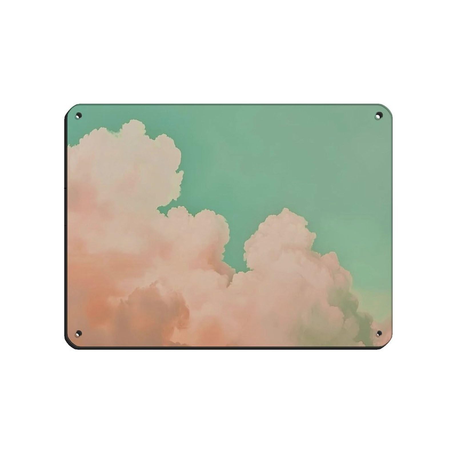 Panneau panoramique en métal vintage avec nuage rose rétro chic