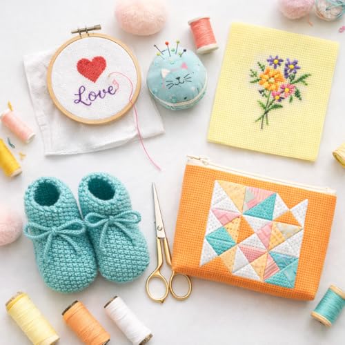 Image of Asian Hobby Crafts 5 Pcs Matty Fabric for Beginners & Adults | DIY Embroidery, Cross Stitch & Knitting | Premium Sewing Fabric for Needlework & Craft Projects | Ideal for Hoop Art Activity