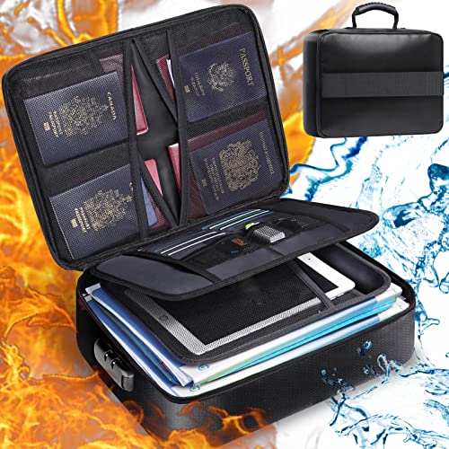 FKWin Fireproof Document Bag with Lock - Portable Important Document Organizer, Waterproof Document Safe, Fire Proof Document Storage, Safe Bag for Documents, File Organizer Bag for Travel Office FKWin Fireproof Document Bag with Lock - Portable Important Document Organizer, Waterproof Document Safe, Fire Proof Document Storage, Safe Bag for Documents, File Organizer Bag for Travel Office