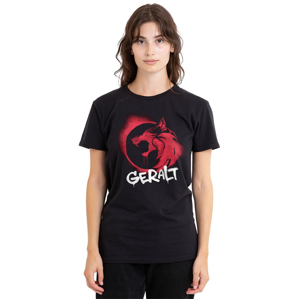 T-shirt Witcher Geralt Graffiti pour femme noir en taille L