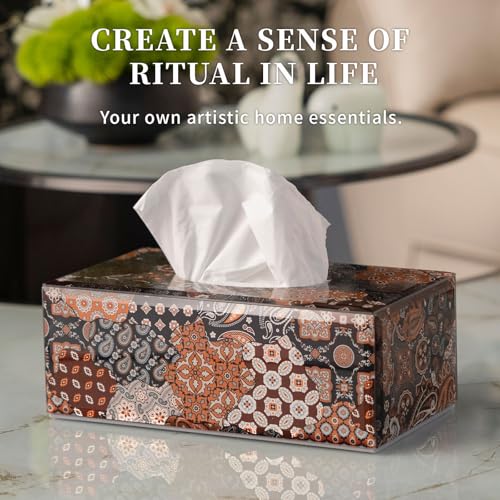 Timetrace Glass Tissue Box Cover Rectangle-Patchwork Pattern (Brown) Decorative Tissue Holder with Velvet Lining for Home Decor, Living Room, Bedroom, Kitchen, Office - Image 6