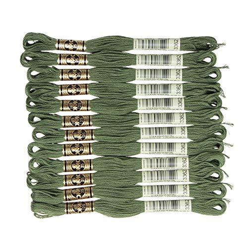 Image of DMC #3362#25 Thread Embroidery Thread, 12 Bundles, Green Type DMC25B