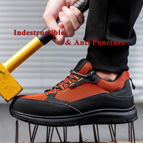 Image of ulogu Steel Toe Shoes for Men Women Indestructible Work Sneaker Waterproof | Lightweight Breathable Soft Mesh Puncture proof Non-Slip