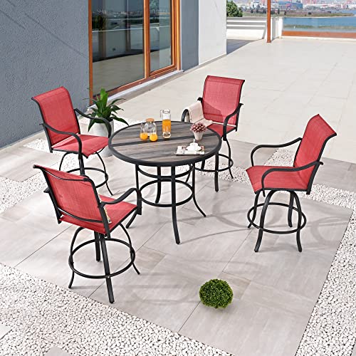 Image of LOKATSE HOME Outdoor Swivel Bistro Stool Set of 4 for Balcony, Poolside, Backyard, Garden, Red
