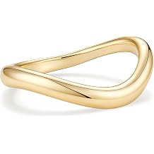 Mameloly Wavy Dome Stackable Rings for Women Dainty 14K Gold Plated Twisted Promise Rings for Her Sizes 4-10