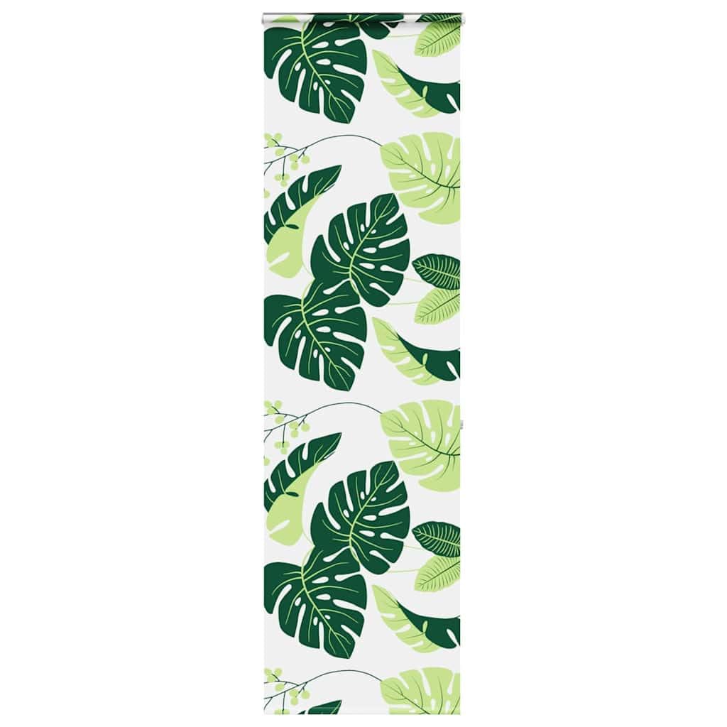 Roleta prysznicowa z kasetą 70 x 240 cm, wodoodporny materiał PEVA, szerokość materiału 66 cm, wzór zielonych liści, do łazienki, wnętrz, łatwy montaż