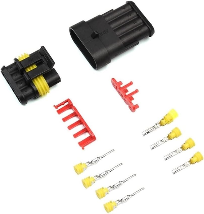 2-5sets Kit 2 pin 1/2/3/4/5/6 pins Way AMP Super seal Waterproof Electrical Wire Connector Plug Compatible With car waterproof connector(5p,5 sets)