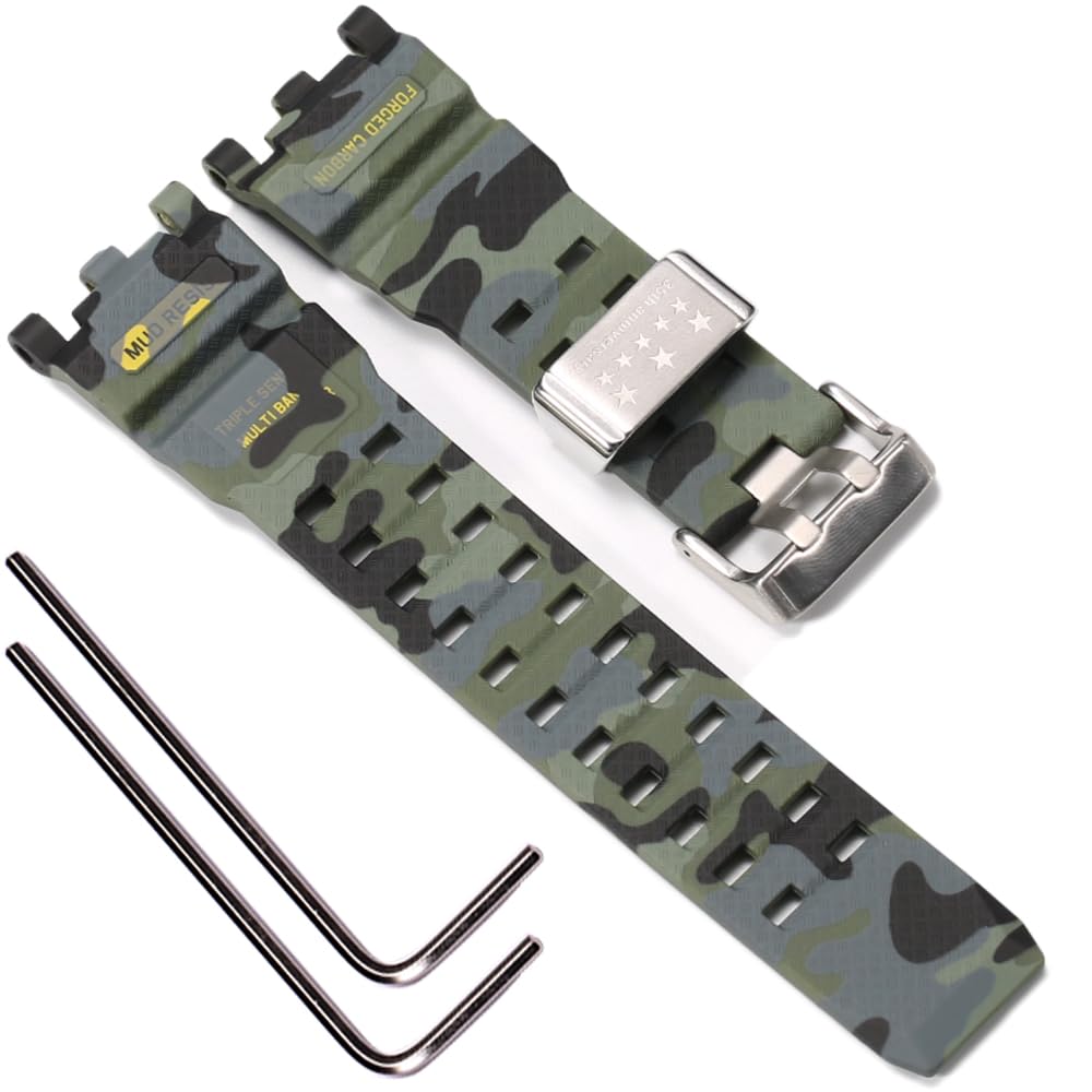 RCNZWQBResin Replacement Bracelet Watchband Compatible with Casio G-shock GWG-2000 Mudmaster Men's Sport Waterproof Watch Strap Camouflage Bracelet