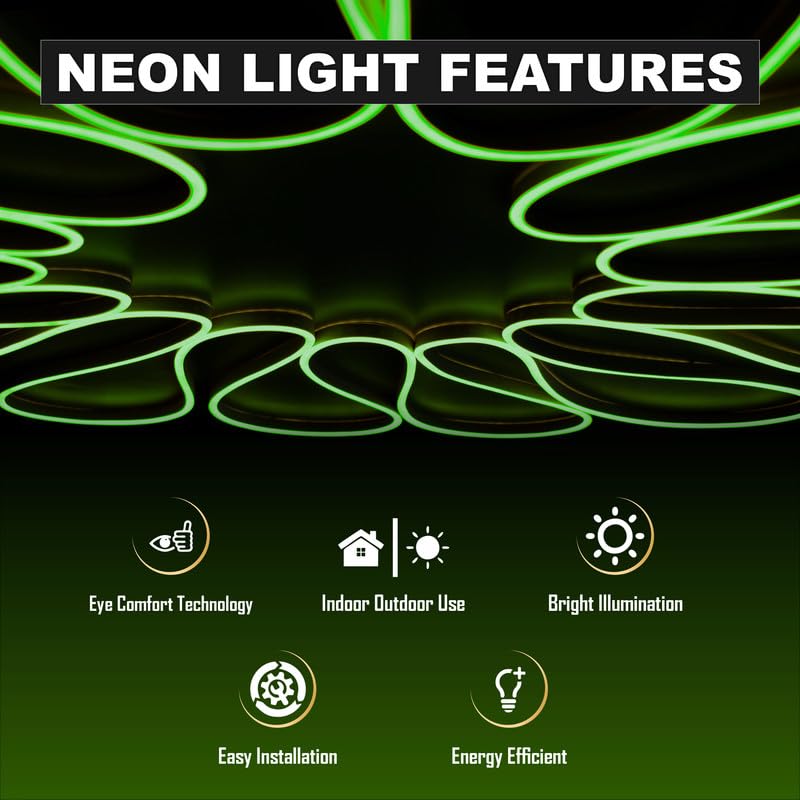 Image of Forus 4 Meter LED Neon Strip Light - Green, Flexible Waterproof Cuttable Rope Lights, Indoor Outdoor Diwali Decorative Cove Lighting, Home Decoration, Festivals, Christmas Festival, 6-Months Warranty