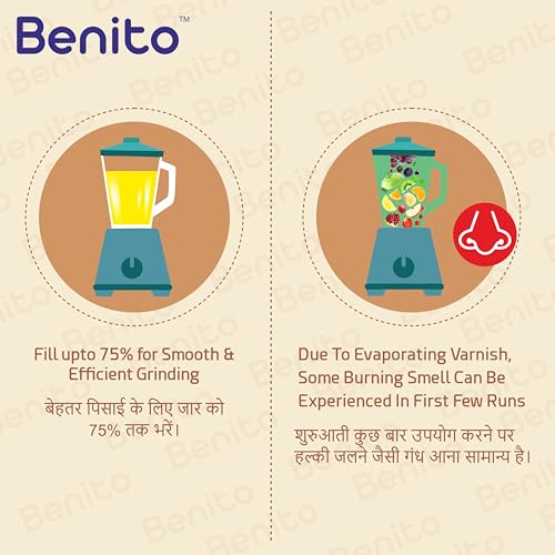Image of Benito Nova Transparent Polycarbonate Juicer Jar (1.5L) for Mixer Grinder - Compatible with 4-Teeth Coupler & Dual Locking System.