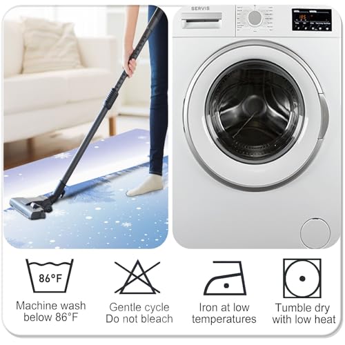 Tapis imprimé flocon de neige antidérapant et lavable en machine