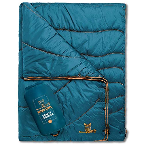 Wise Owl Outfitters Outdoor Camping Blanket – Lightweight Packable Puffy Quilt for Backpacking, Hiking & Travel – Warm Water Resistant Blanket for Cold Weather Camping