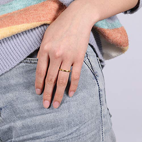 Trumium T2080G055 2Mm Gold Tungsten Rings For Women Plain Thin High Polish Engagement Wedding Band Size 5.5 thumb #4