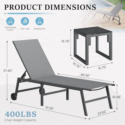 UDPATIO 3-Piece Lounge Set with Table